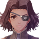 Monica's menu icon with her eyepatch on.
