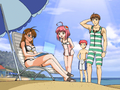Shion on the Kukai Foundation beach with MOMO, Jr., and Allen.